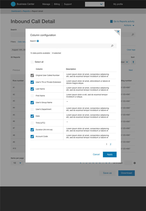 Report list page actions microwire
