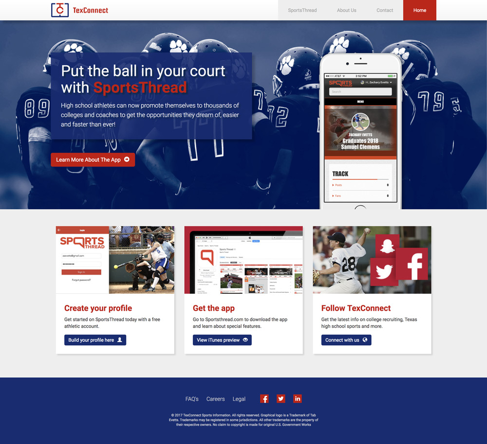 TexConnect site 'Home' page