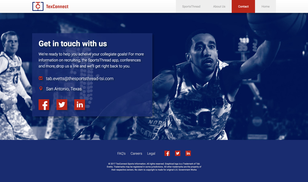 TexConnect site 'Contact us' page